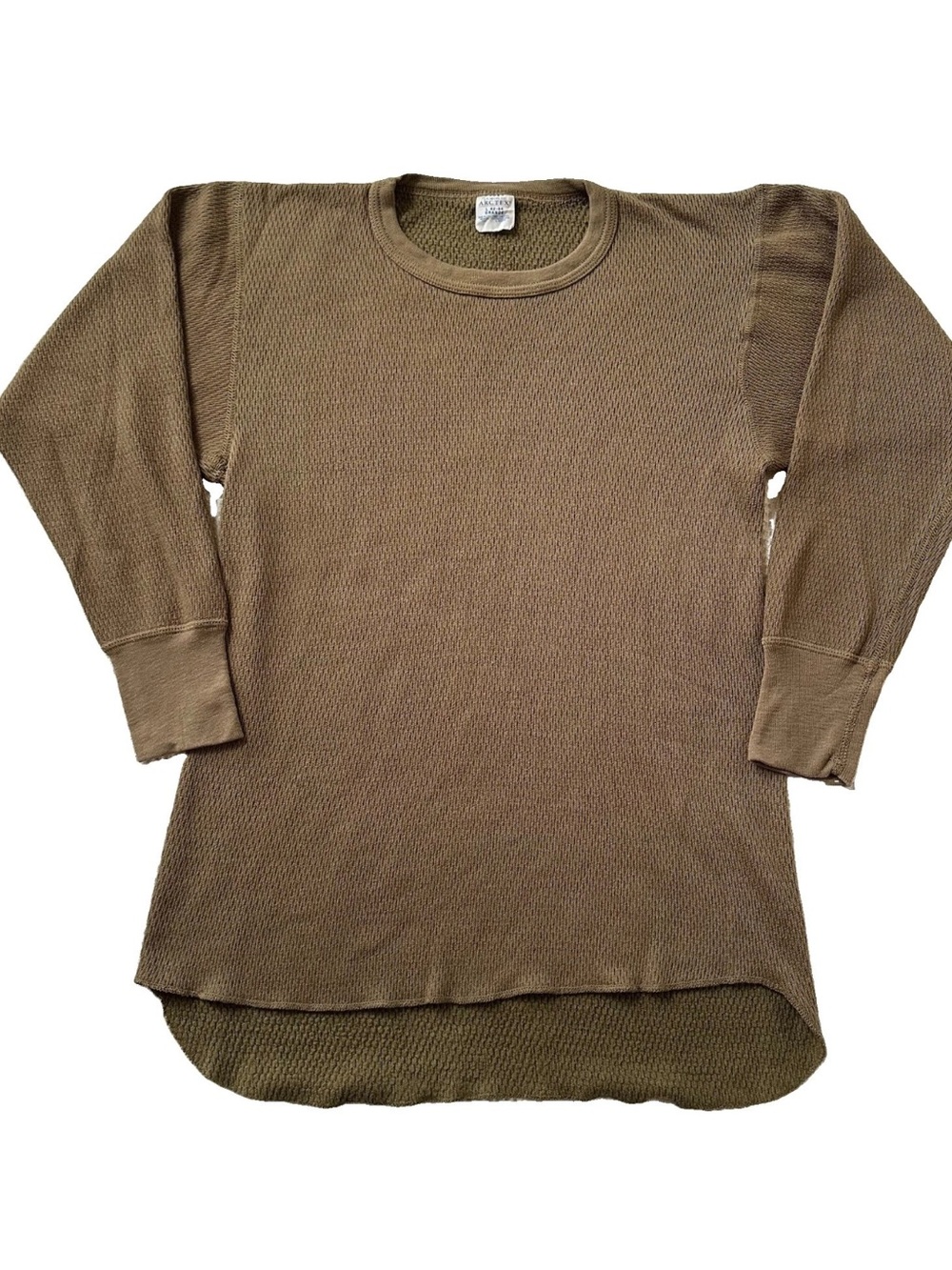 VTG JE Morgan Arctex Thermal Shirt Brown Waffle Knit Men’s L USA Military Grunge